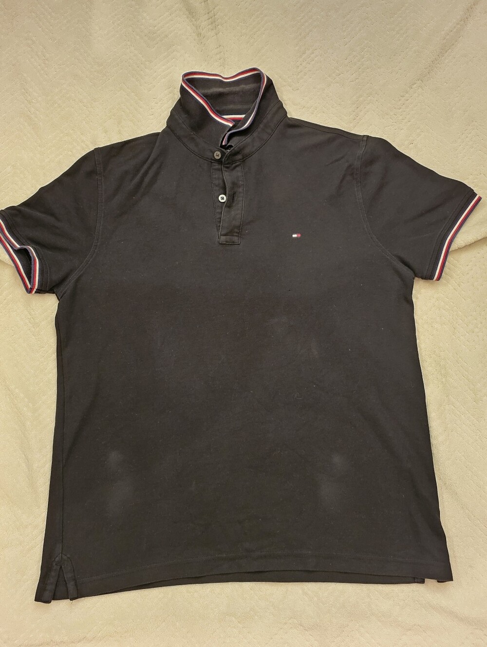 Tommy Hilfiger Black Polo with Red-White-Blue Trim